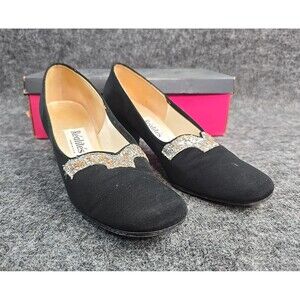 Realites Vintage Black Glitter Pump “Windsong” Ladies Heels 5.5 M With Box